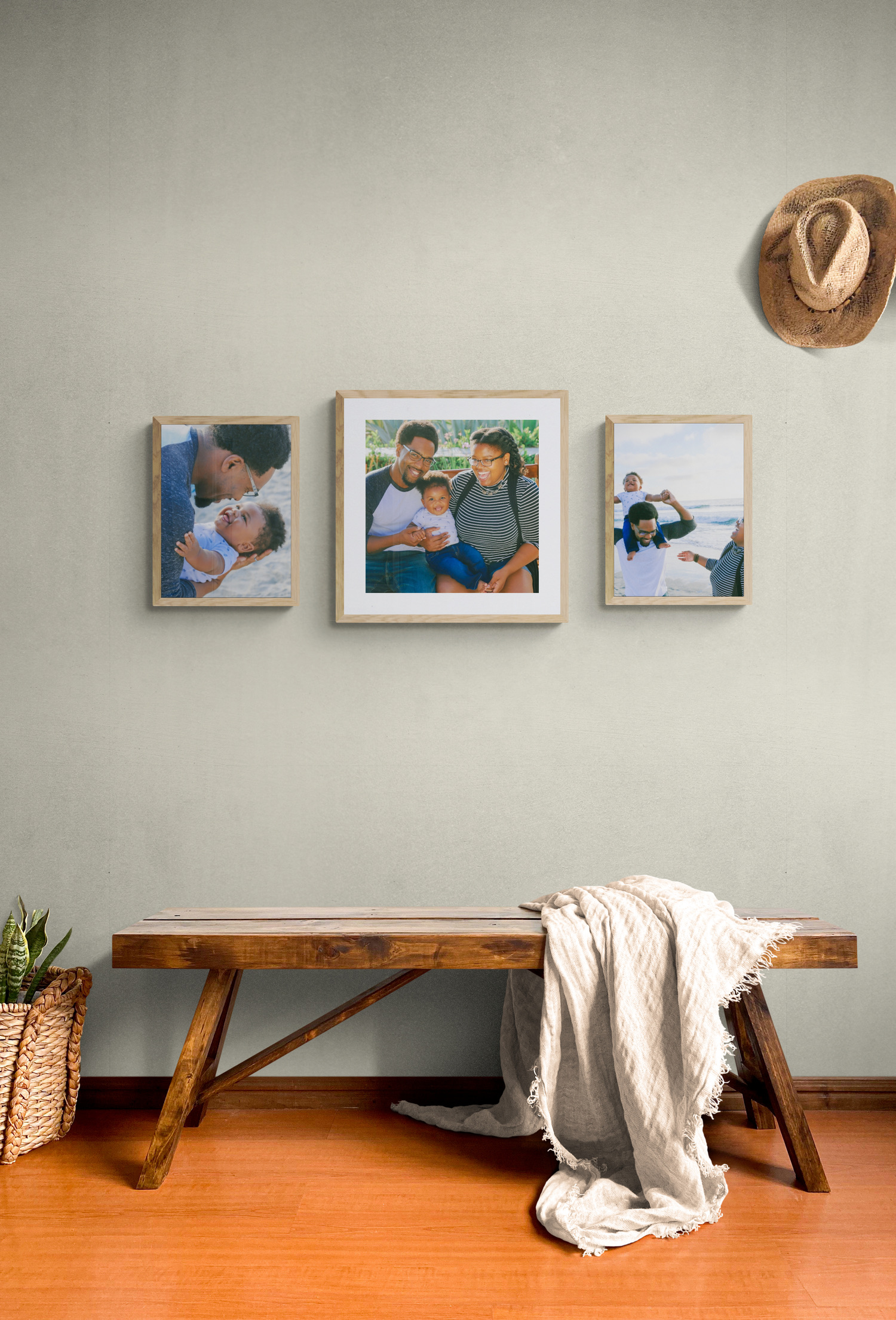 A framed gallery wall suited to family photos