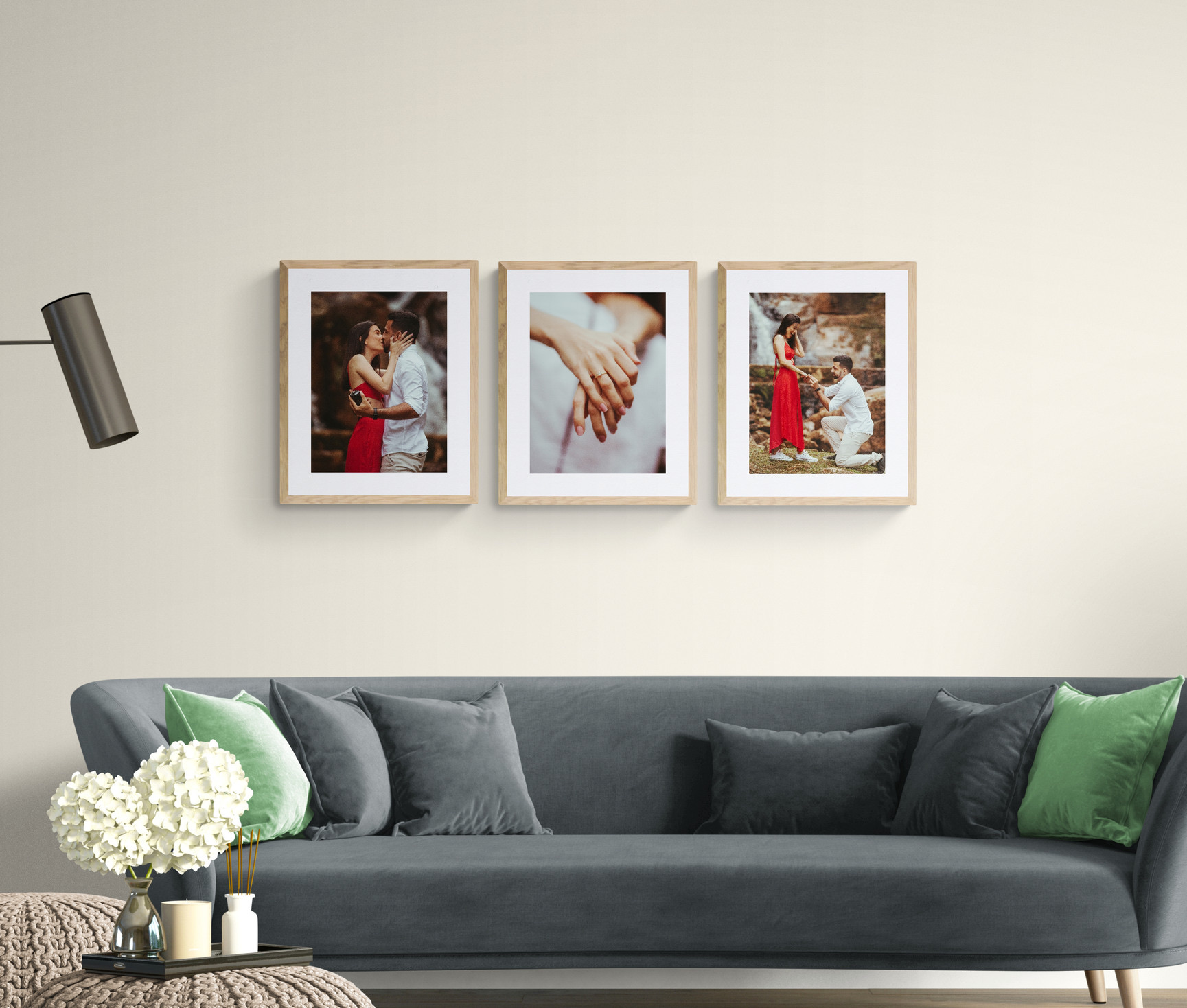 Pine gallery wall arrangement